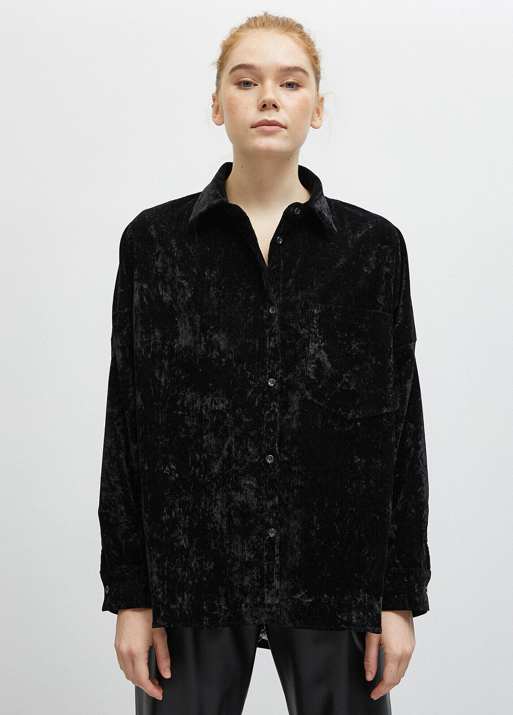 Черная кэжуал рубашка однотонная KOTON