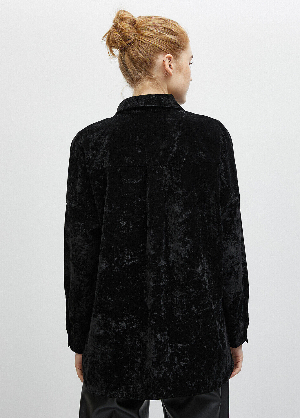 Черная кэжуал рубашка однотонная KOTON