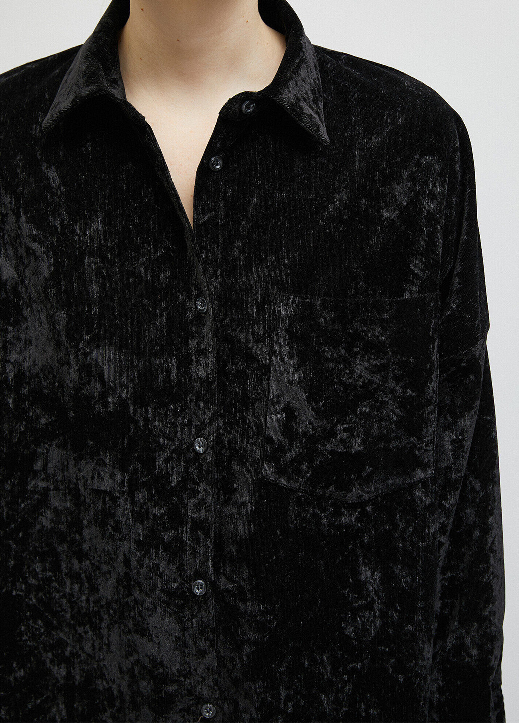 Черная кэжуал рубашка однотонная KOTON