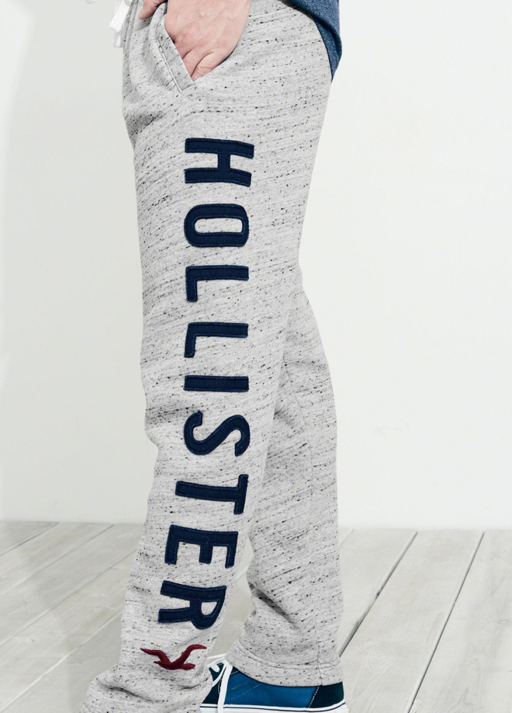 Комбинированные спортивные демисезонные прямые брюки Hollister