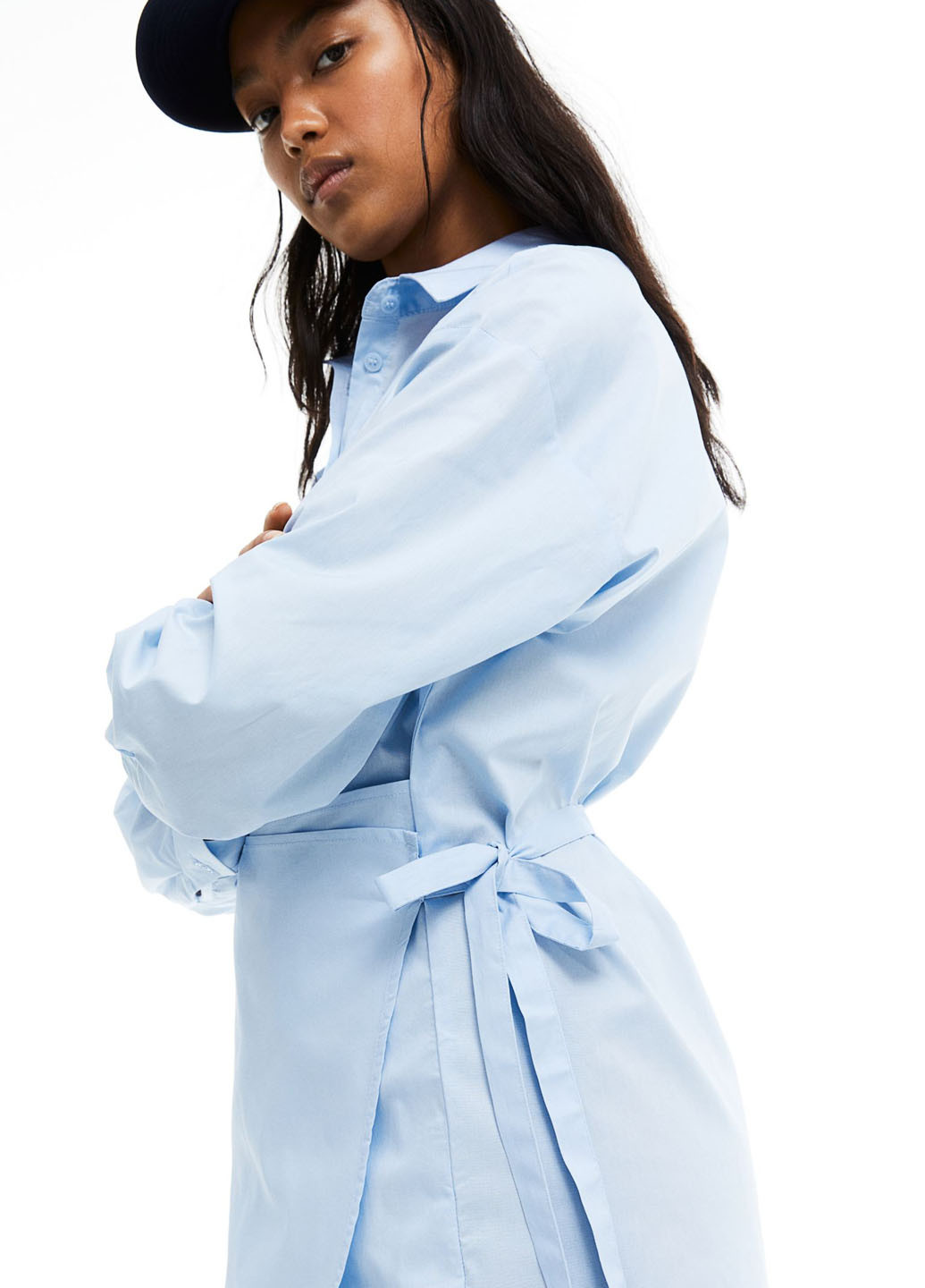Блакитна кежуал сукня сорочка H&M однотонна