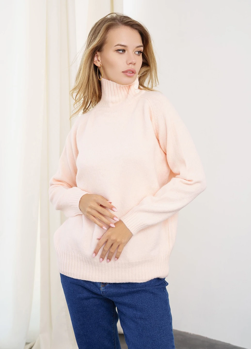 Розовый зимний свитер женский ISSA PLUS WN20-345