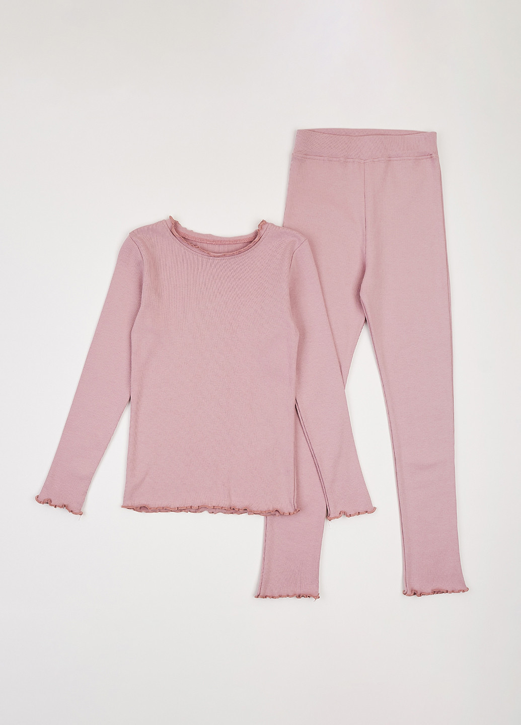 Розовый демисезонный комплект (лонгслив, брюки) Фламинго