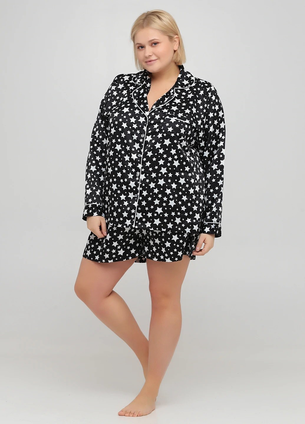 Чорно-біла всесезон піжама (сорочка, шорти) сорочка + шорти Studio