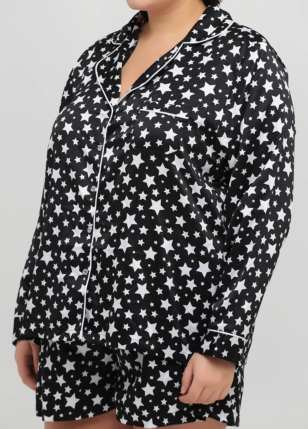 Чорно-біла всесезон піжама (сорочка, шорти) сорочка + шорти Studio