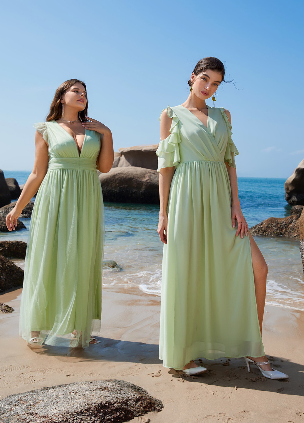 М'ятна святковий, вечірня сукня SHEIN однотонна