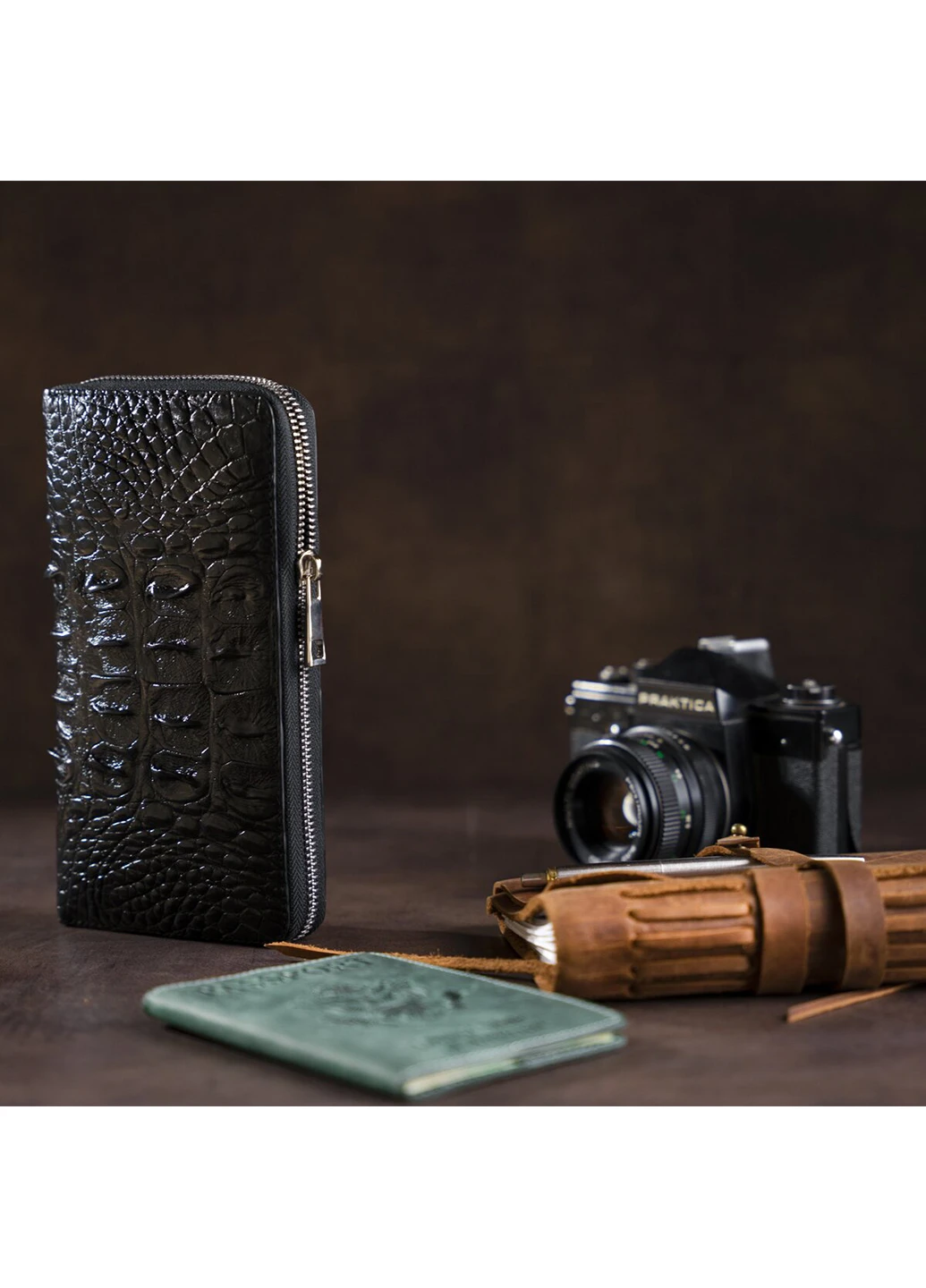 Мужской кожаный кошелек 20,5х11 см Crocodile leather (229458596)