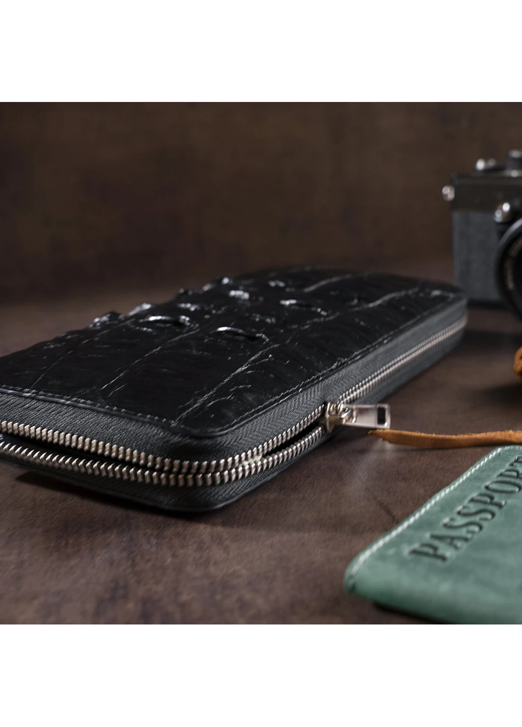 Мужской кожаный кошелек 20,5х11 см Crocodile leather (229458596)