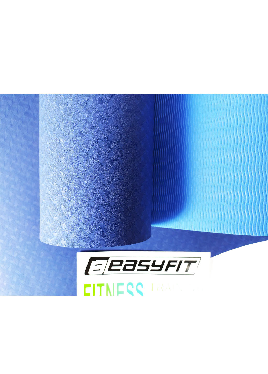 Коврик для йоги TPE+TC ECO-Friendly 8 мм синий с голубым (мат-каремат спортивный, йогамат для фитнеса, пилатеса) EasyFit (237596306)