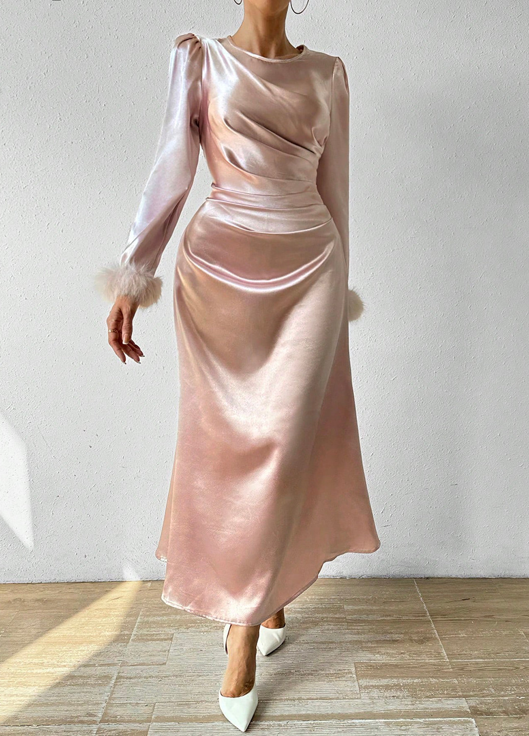 Світло-рожева вечірня сукня SHEIN однотонна