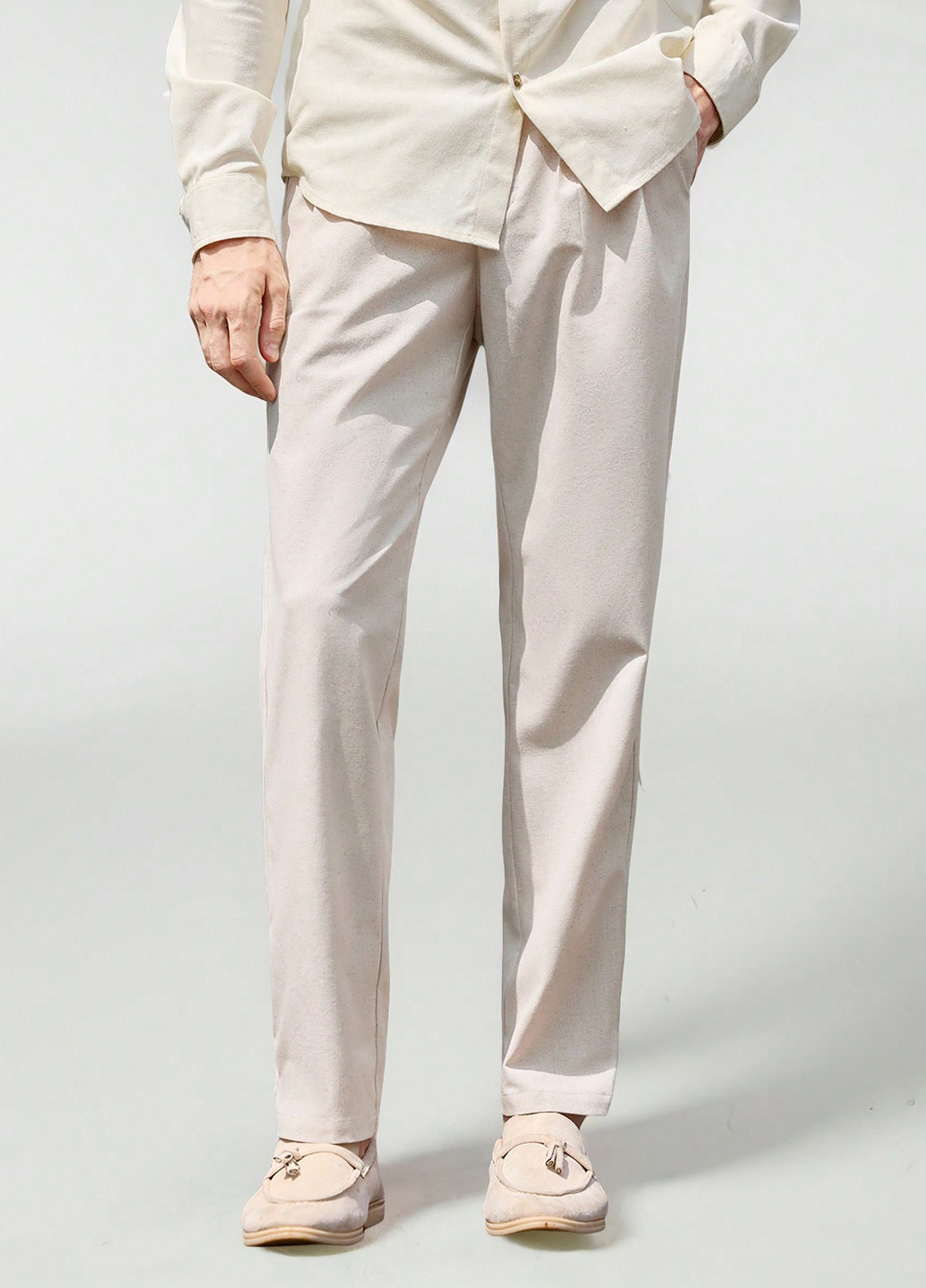 Светло-бежевые классические, кэжуал летние классические брюки SHEIN