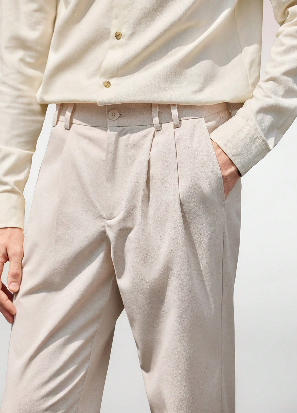 Светло-бежевые классические, кэжуал летние классические брюки SHEIN