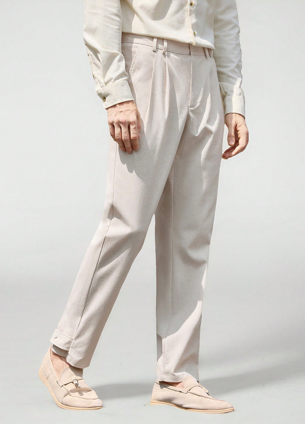 Светло-бежевые классические, кэжуал летние классические брюки SHEIN