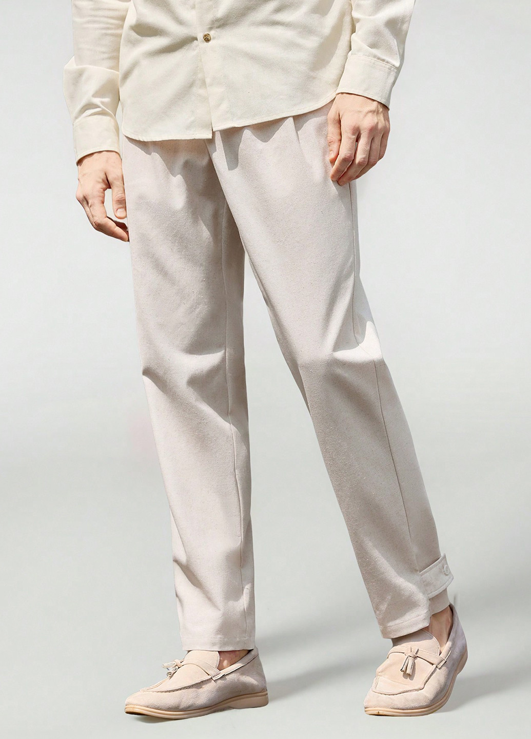 Светло-бежевые классические, кэжуал летние классические брюки SHEIN