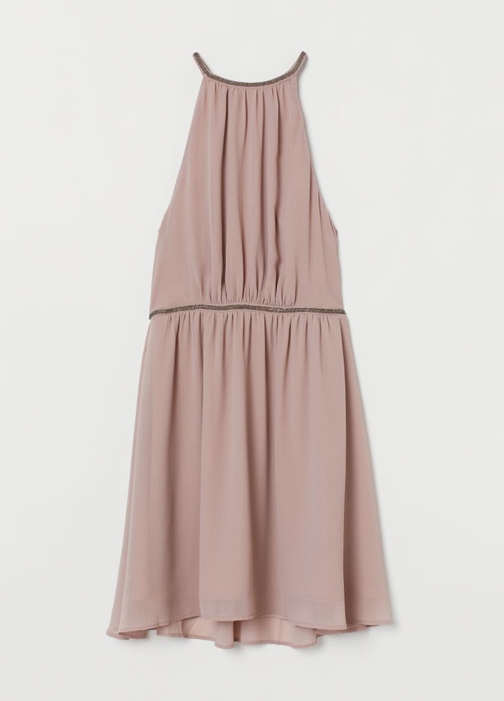 Пудровое кэжуал платье а-силуэт H&M однотонное