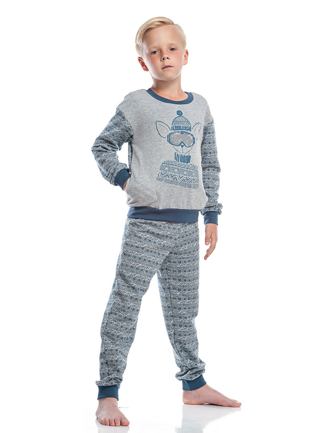 Сіро-синій демісезонний комплект (світшот, брюки) Ellen