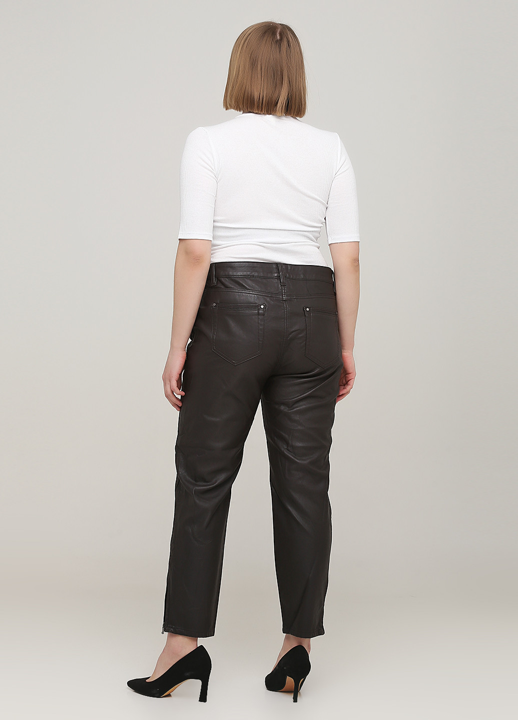 Темно-коричневые кэжуал демисезонные зауженные брюки 1.2.3.