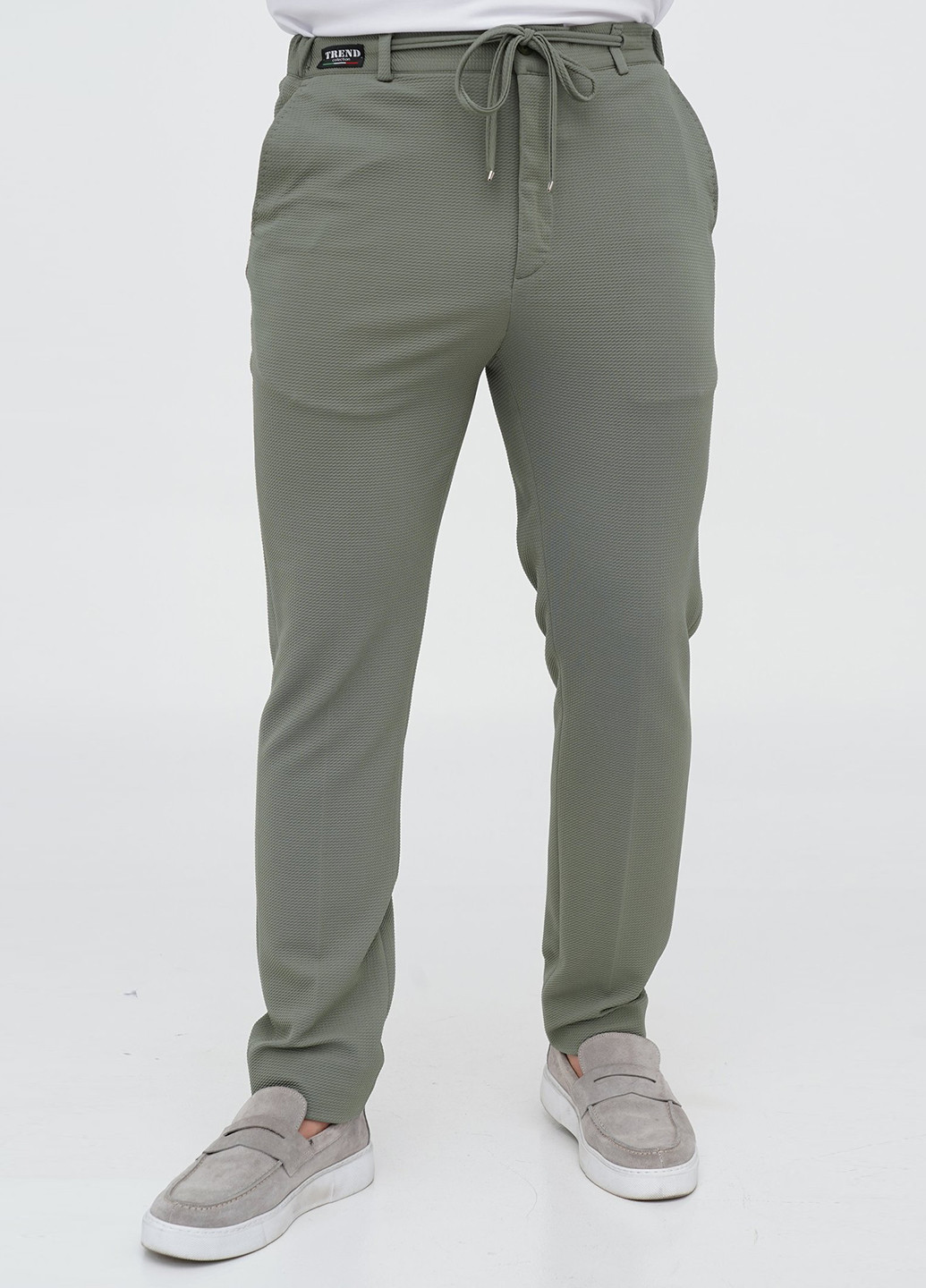 Оливковий демісезонний костюм (піджак, штани) брючний Trend Collection