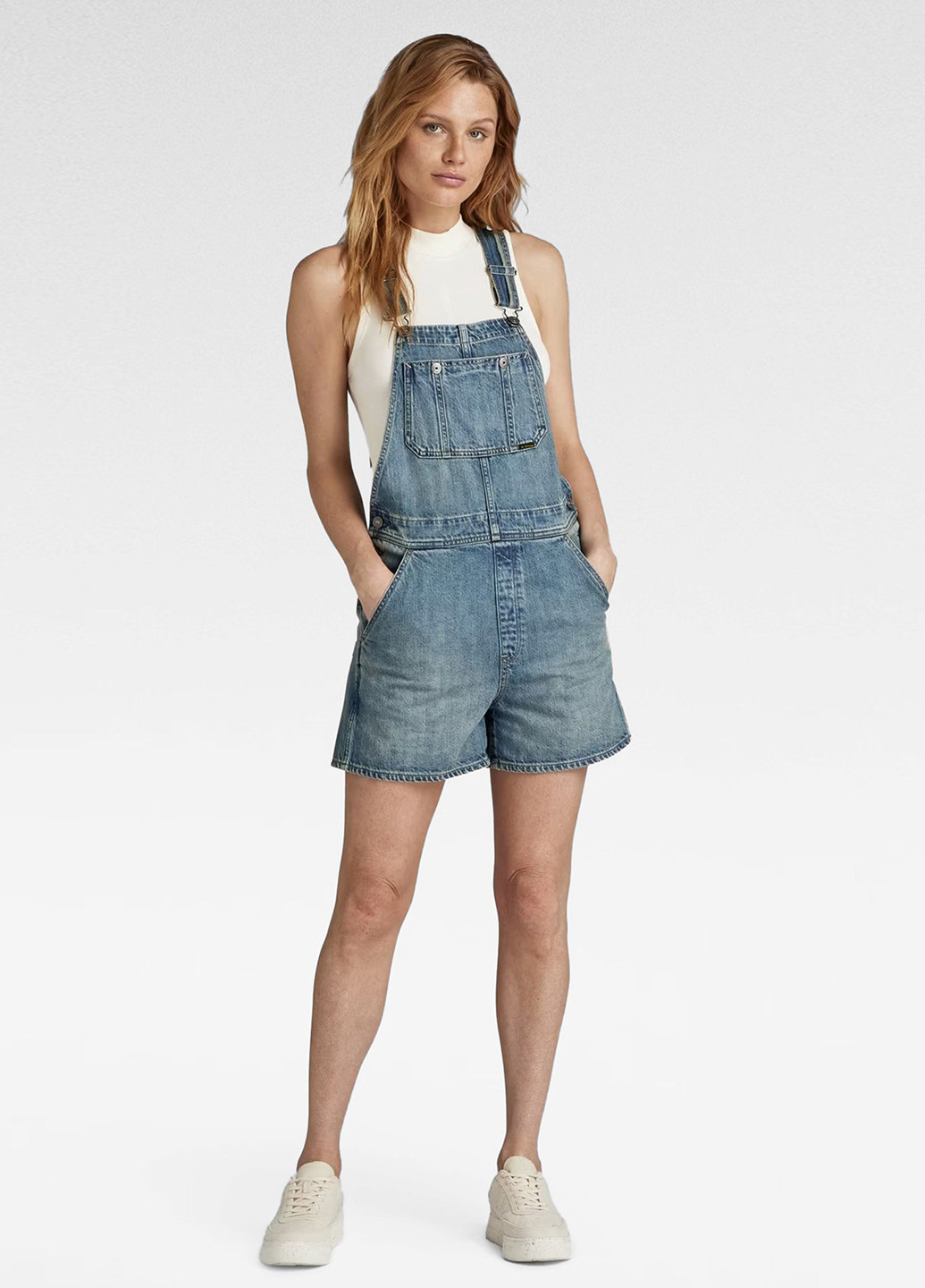 Комбінезон G-Star Raw комбінезон-шорти однотонний синій джинсовий бавовна