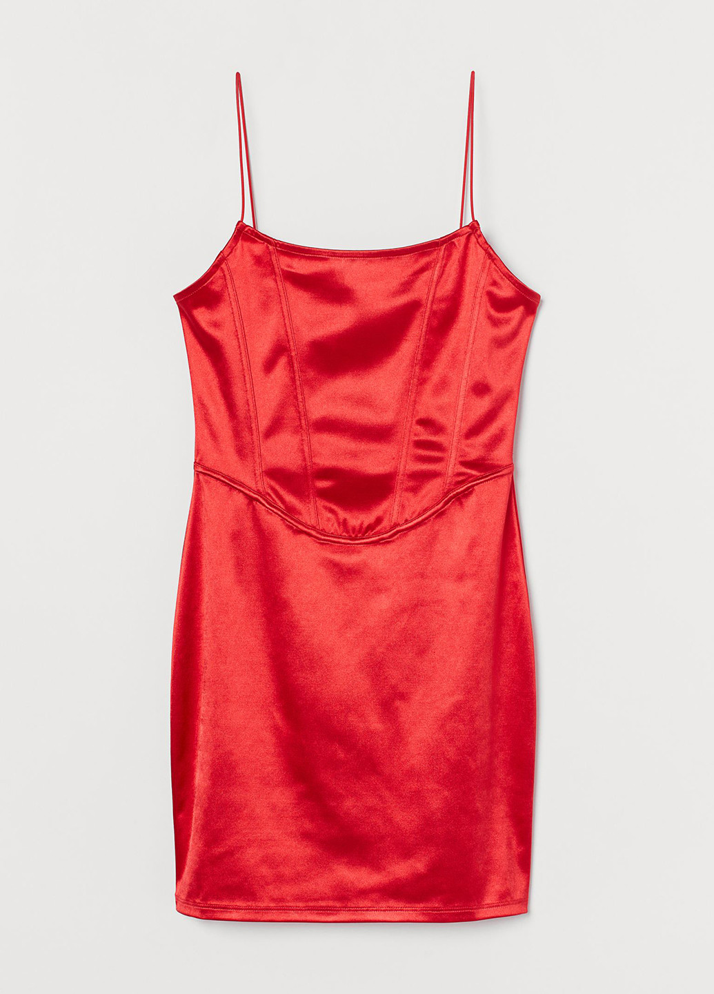 Красное коктейльное платье с корсетом, платье-комбинация H&M однотонное