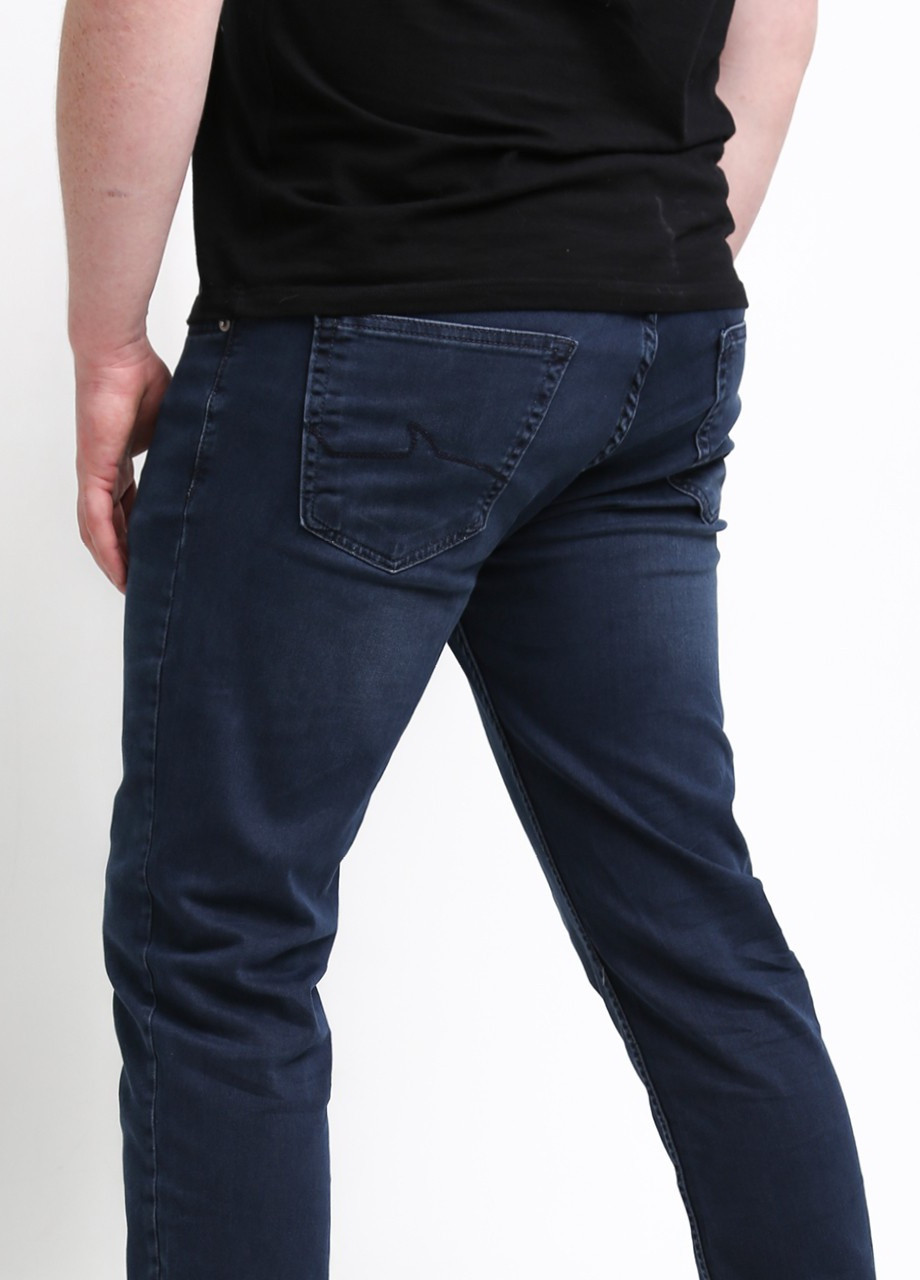 Темно-синие демисезонные слим джинсы мужские темно-синие слим стрейч Slim Zanotti