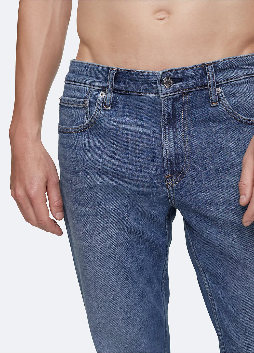 Синие демисезонные слим джинсы Calvin Klein