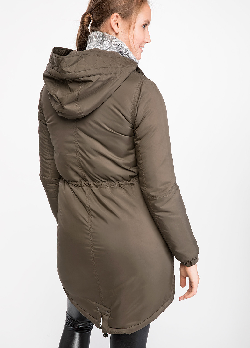 Оливковая (хаки) демисезонная пальто DeFacto