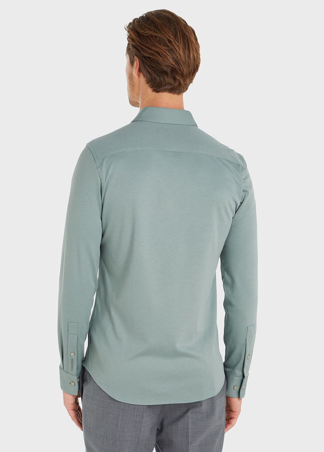 Серая кэжуал рубашка однотонная Calvin Klein