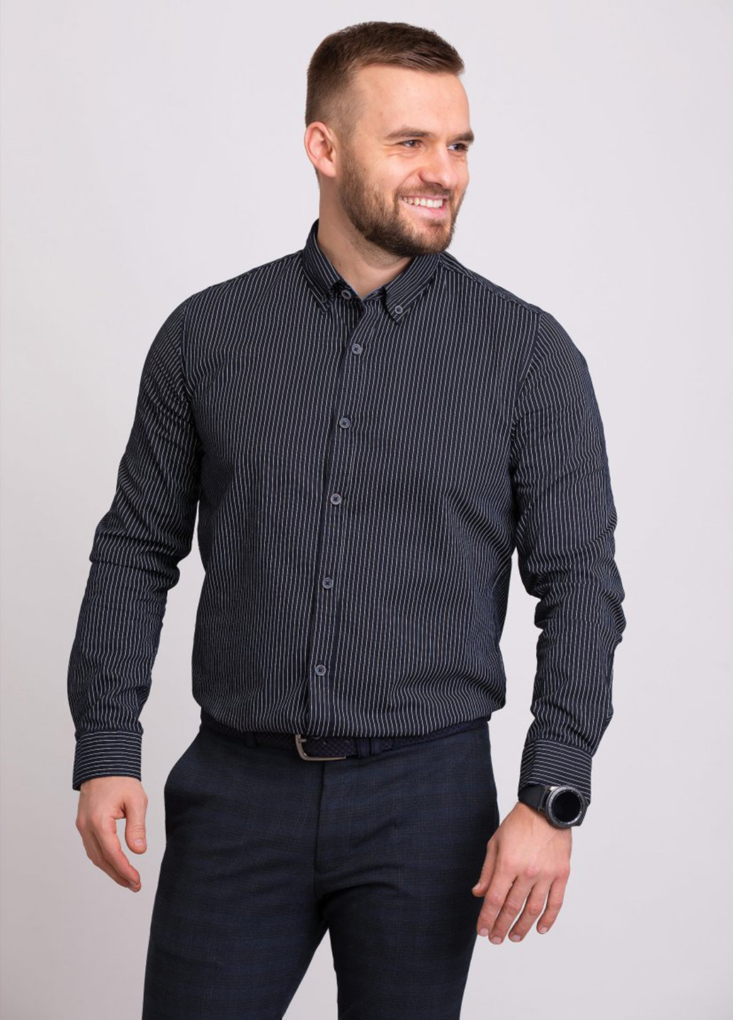 Черная кэжуал рубашка в полоску Trend Collection