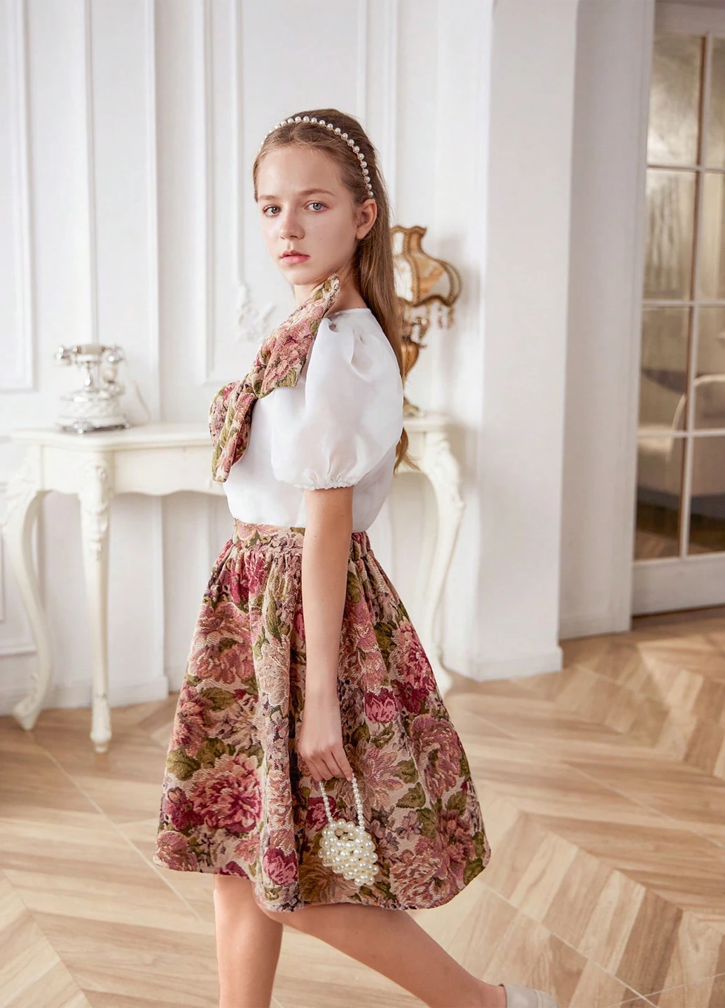 Комбинированный летний костюм (блуза, юбка) SHEIN