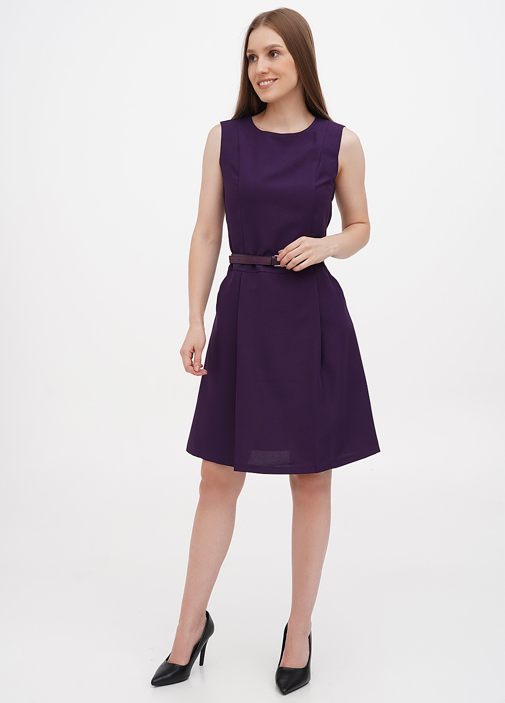 Фиолетовое кэжуал платье клеш Rebecca Tatti однотонное