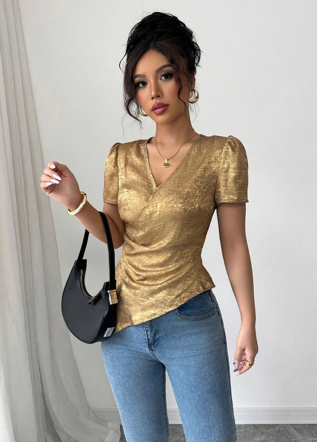Золотиста блуза SHEIN