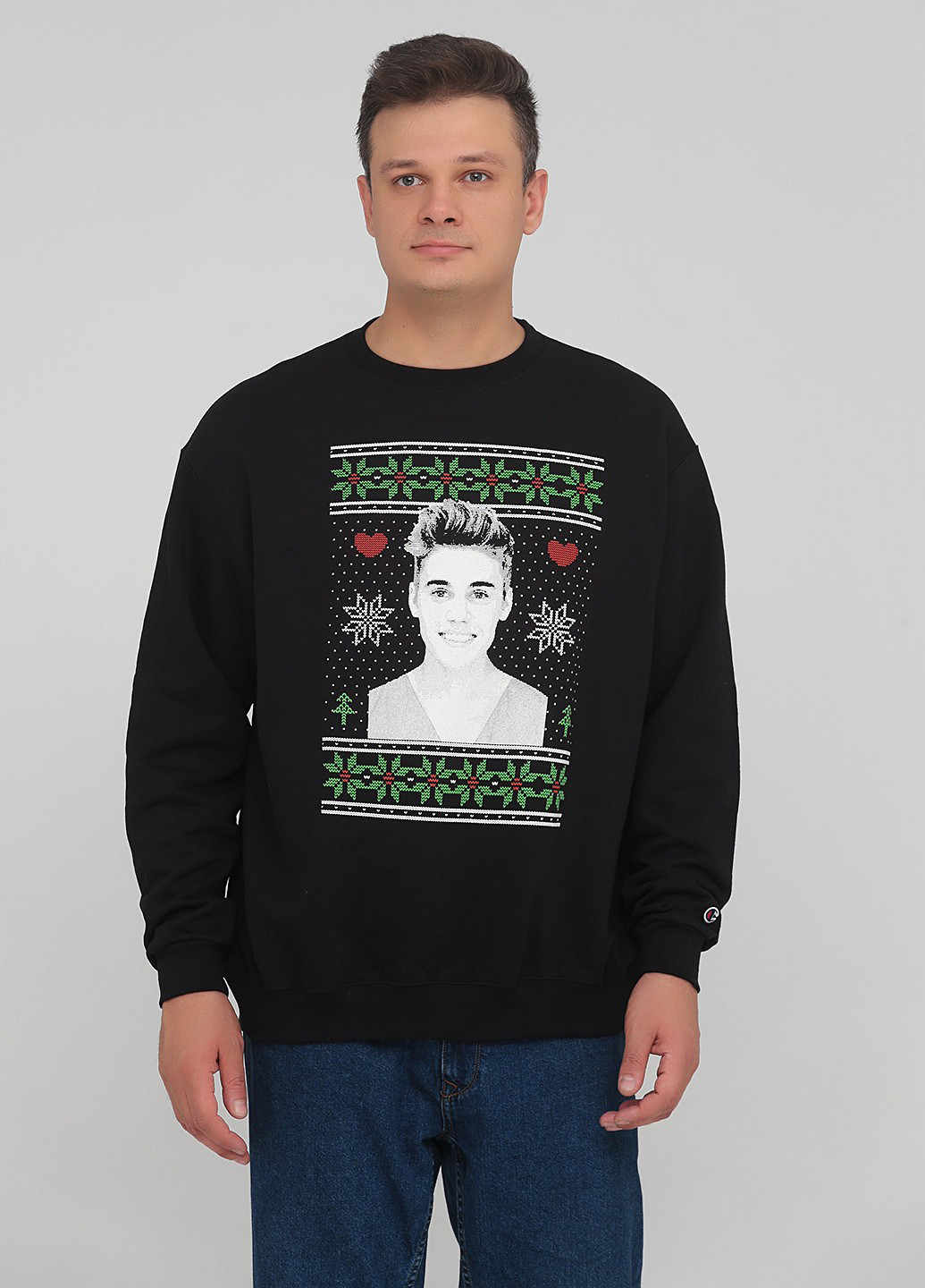 Чорний світшот Chempion малюнок нашивки (361960195)