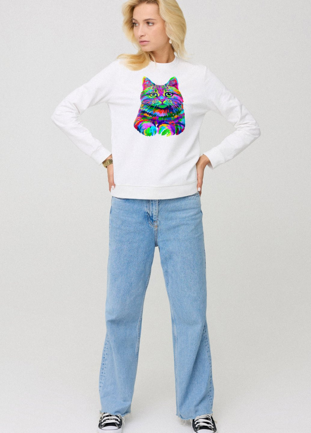 Білий світшот жіночій basic /no flis/ YAPPI (254658619)