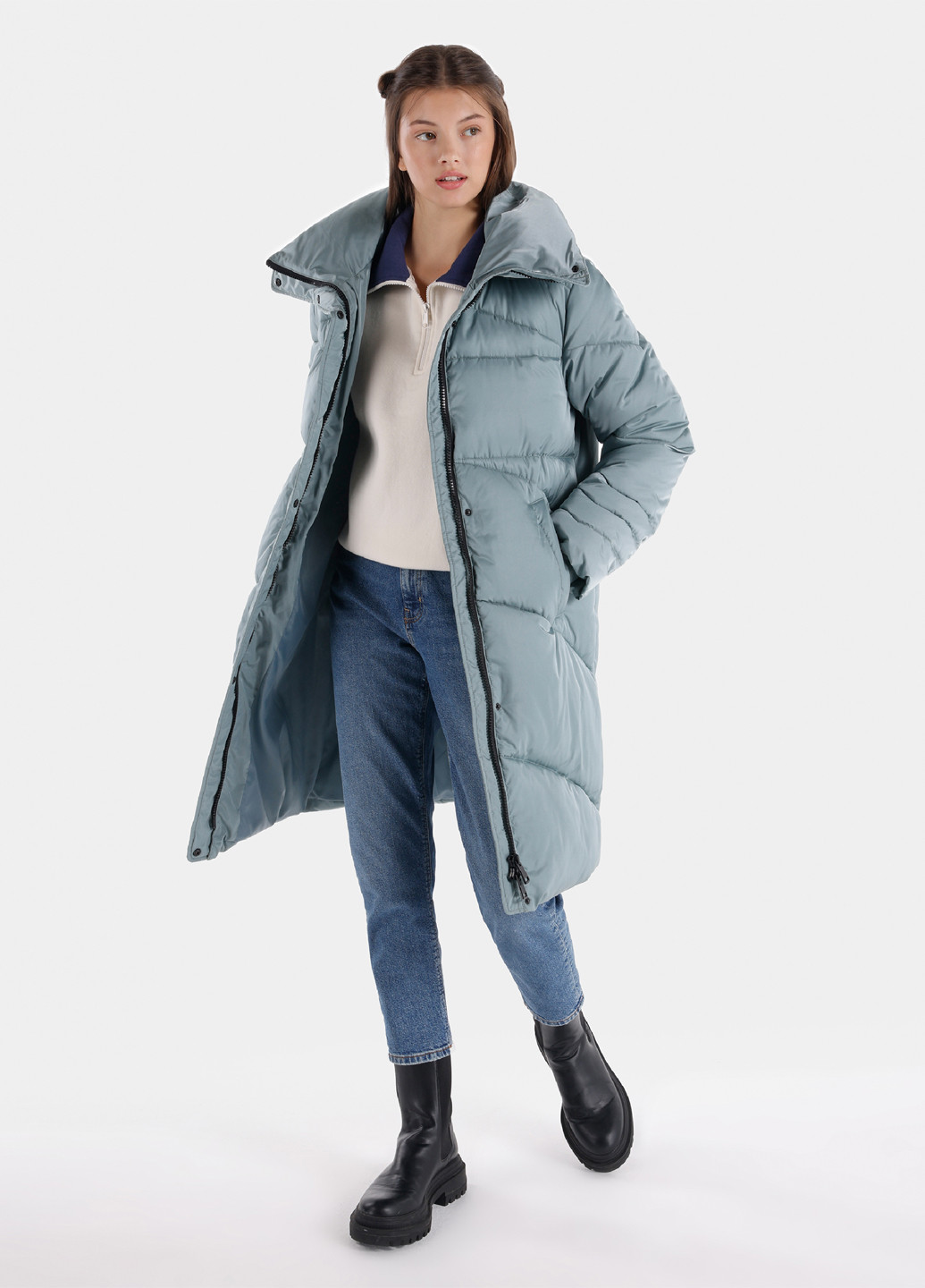 Серо-голубая зимняя куртка куртка-пальто Colin's