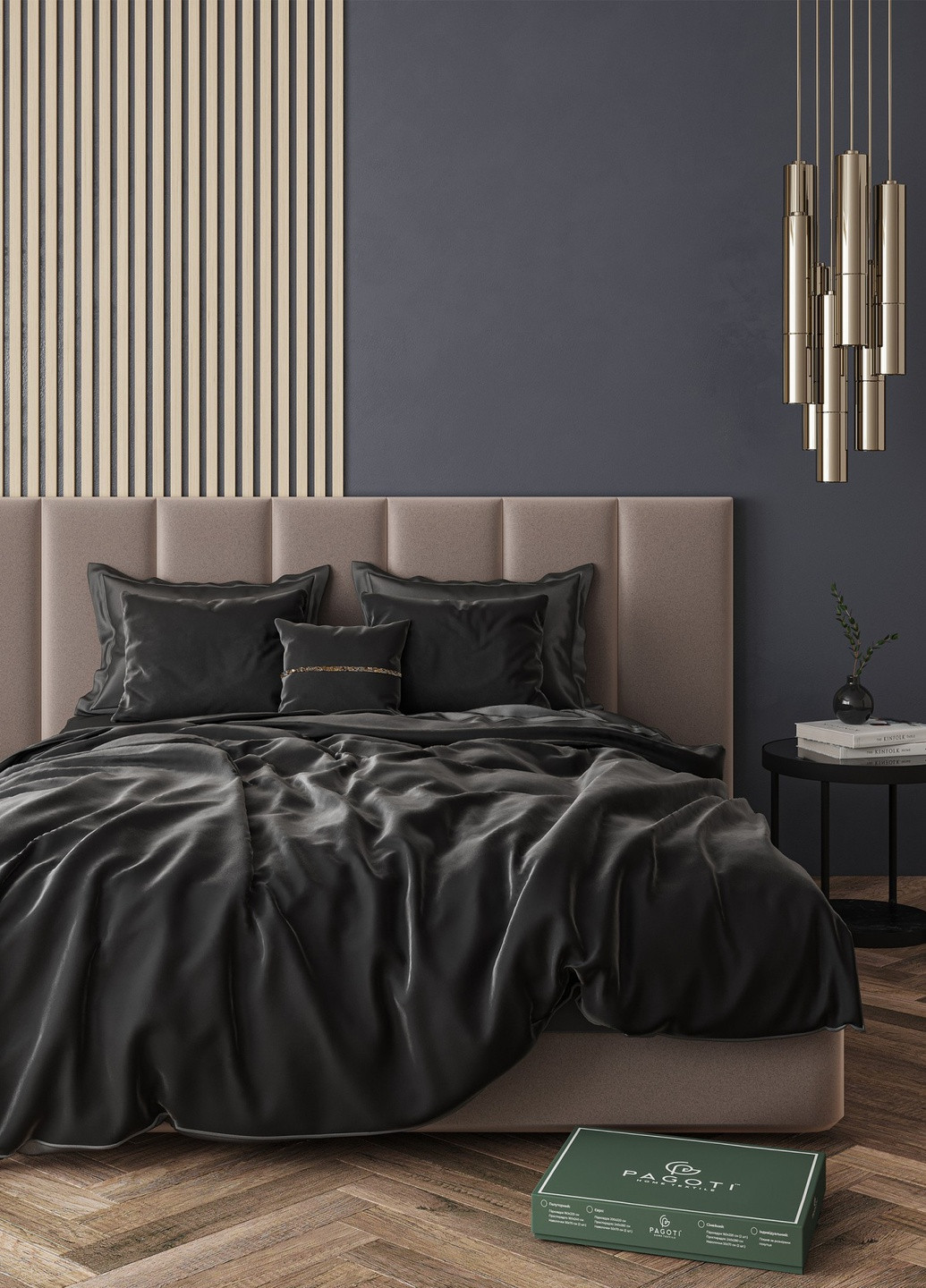Комплект постельного белья сатин-велюр Allure черный (полуторный) PAGOTI (256519302)