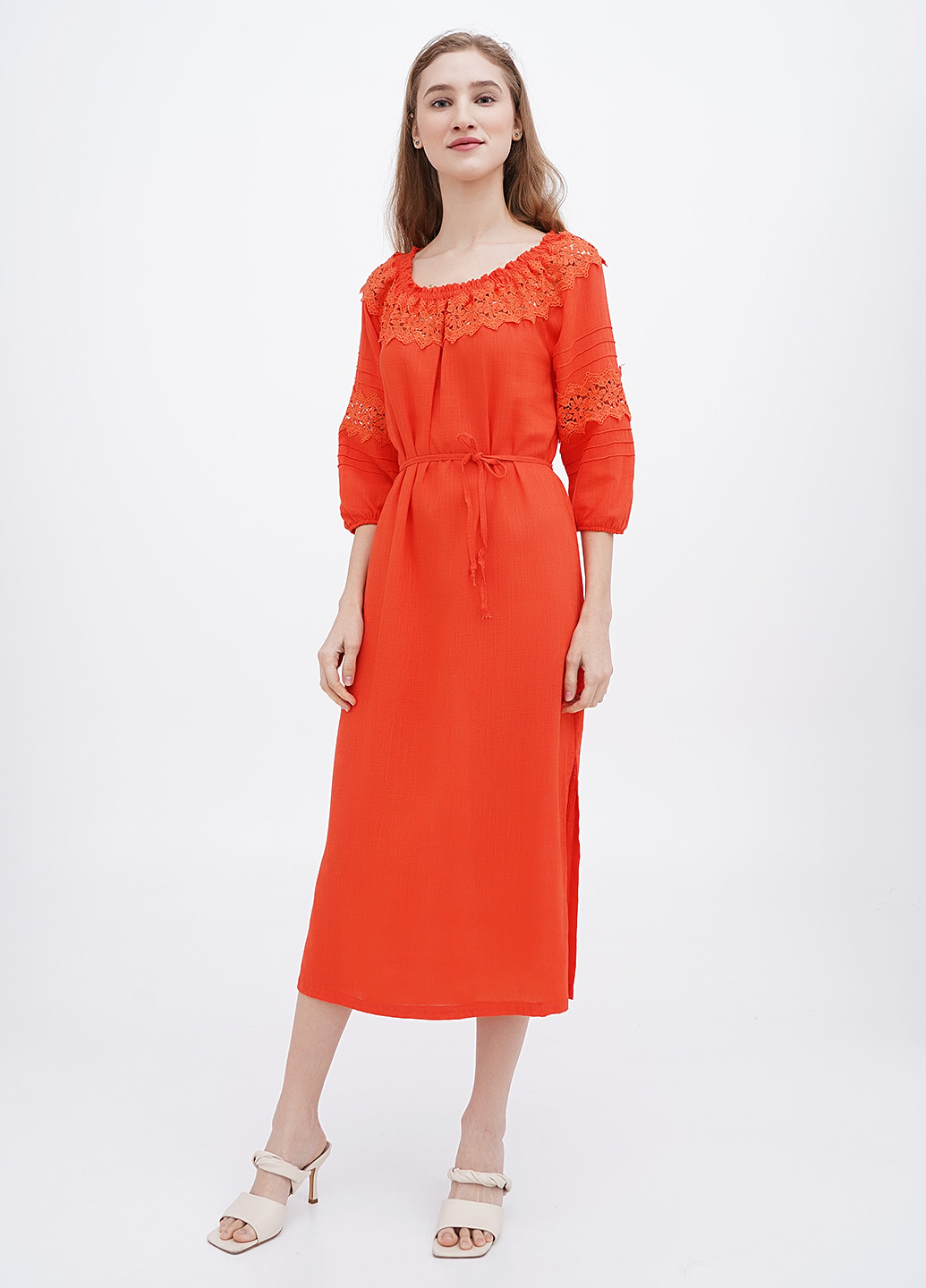 Оранжевое кэжуал платье а-силуэт Ruta-S однотонное