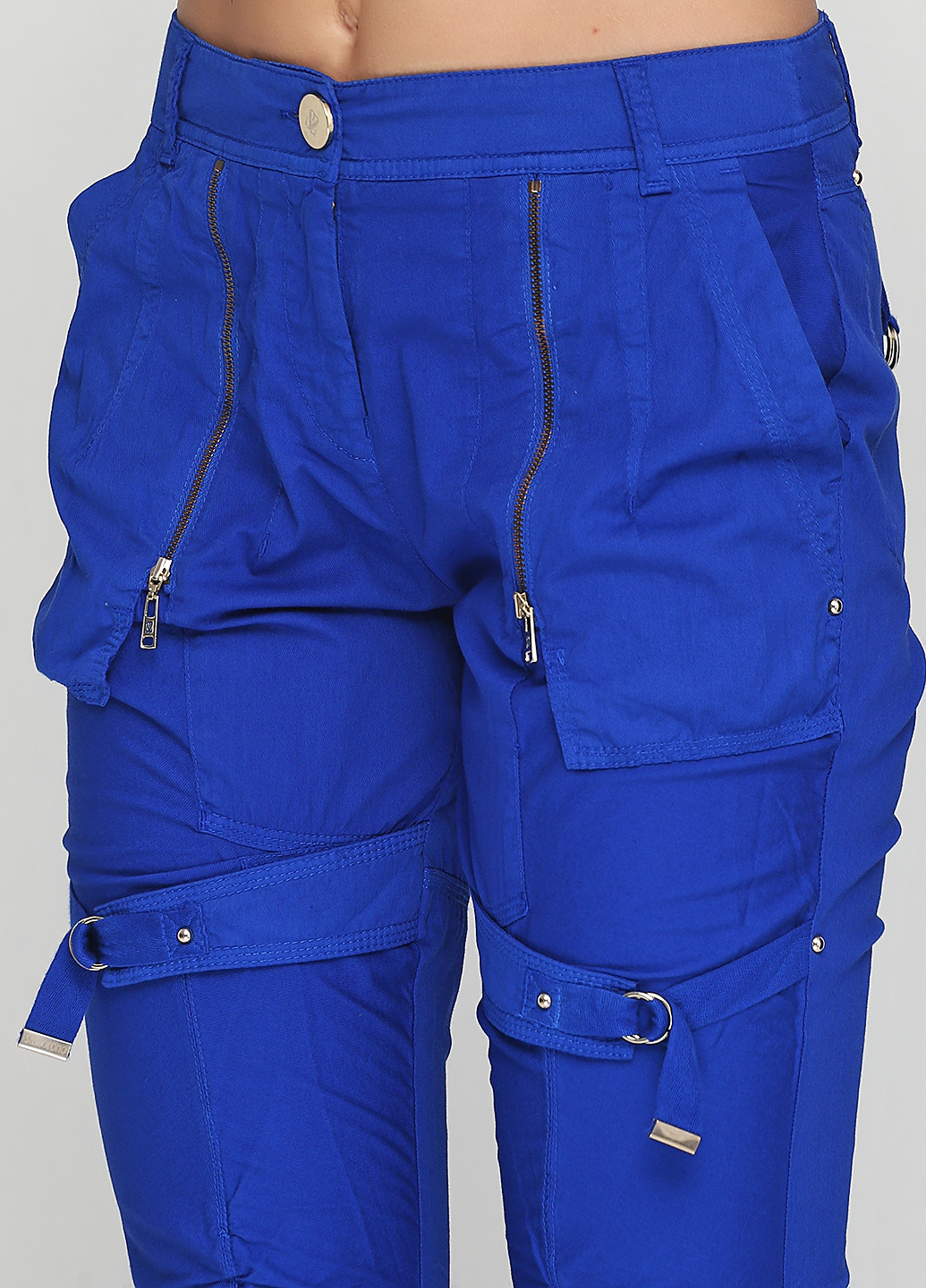 Синие кэжуал демисезонные зауженные брюки Sassofono