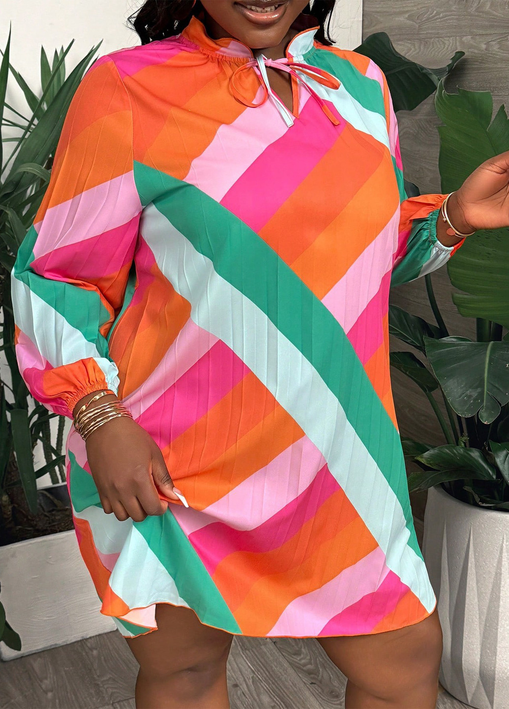 Комбінована кежуал сукня плісована SHEIN з геометричним візерунком