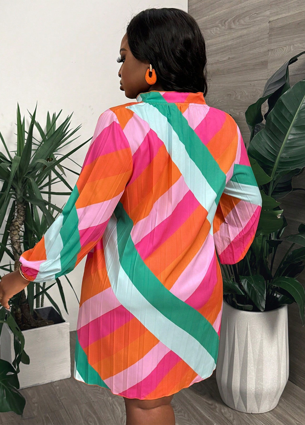 Комбінована кежуал сукня плісована SHEIN з геометричним візерунком