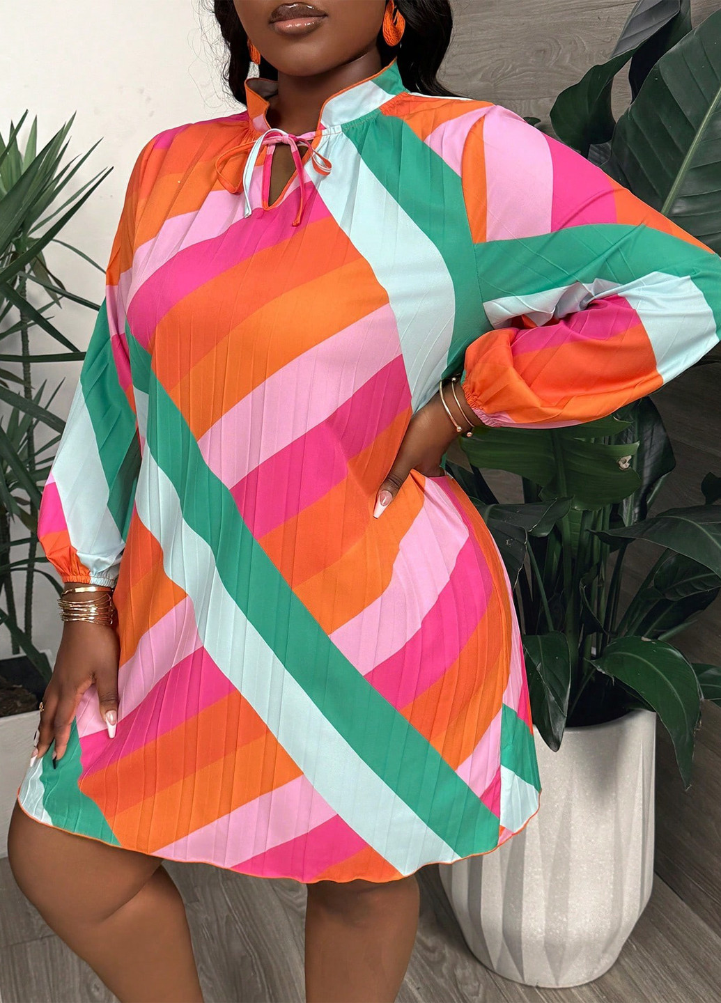 Комбінована кежуал сукня плісована SHEIN з геометричним візерунком