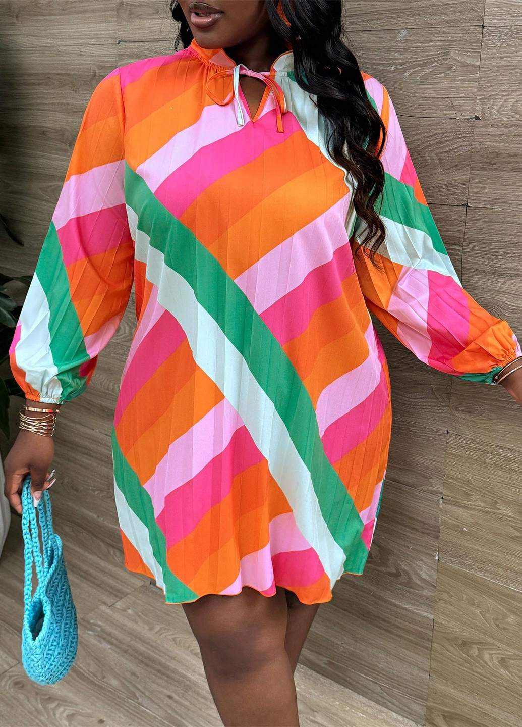 Комбінована кежуал сукня плісована SHEIN з геометричним візерунком