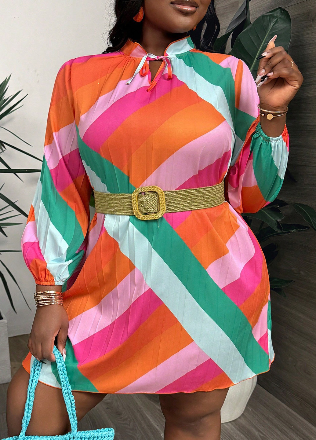 Комбінована кежуал сукня плісована SHEIN з геометричним візерунком
