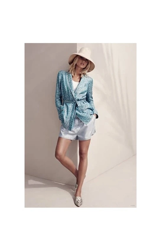 Бирюзовый женский пиджак H&M Studio с абстрактным узором - всесезон