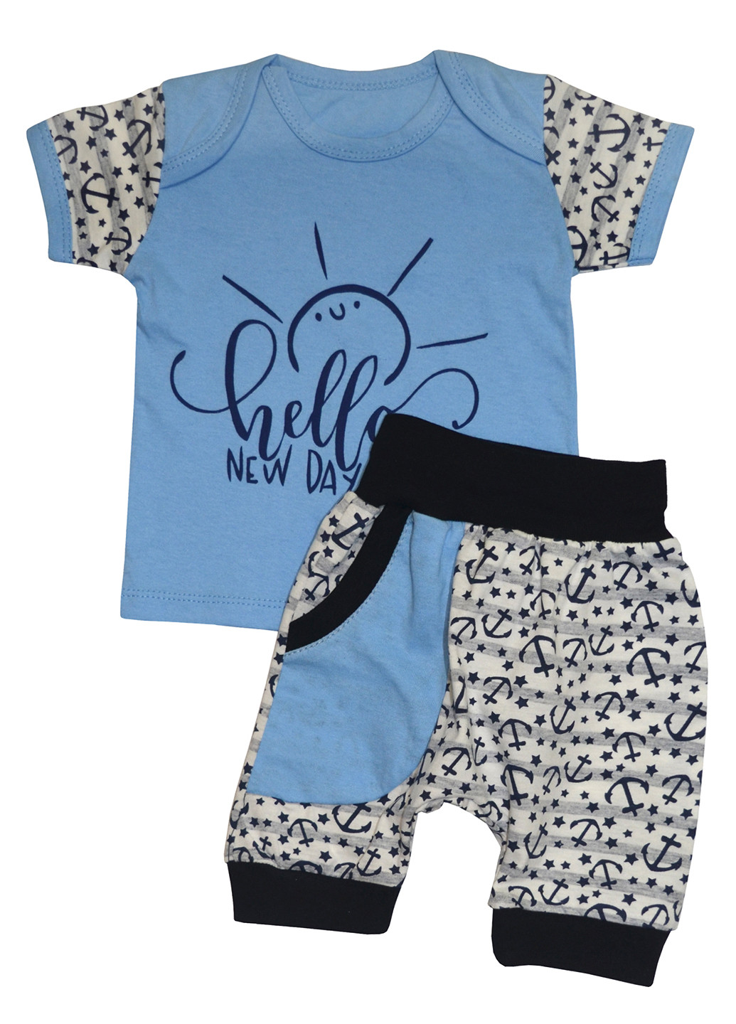 Голубой летний комплект (футболка, шорты) BabiesBerries