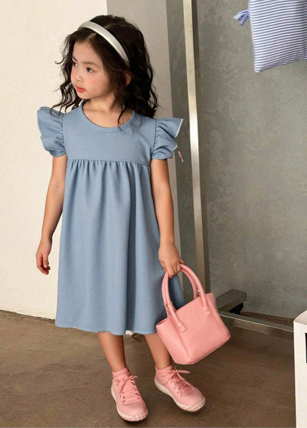 Сіро-голуба сукня SHEIN (366268666)