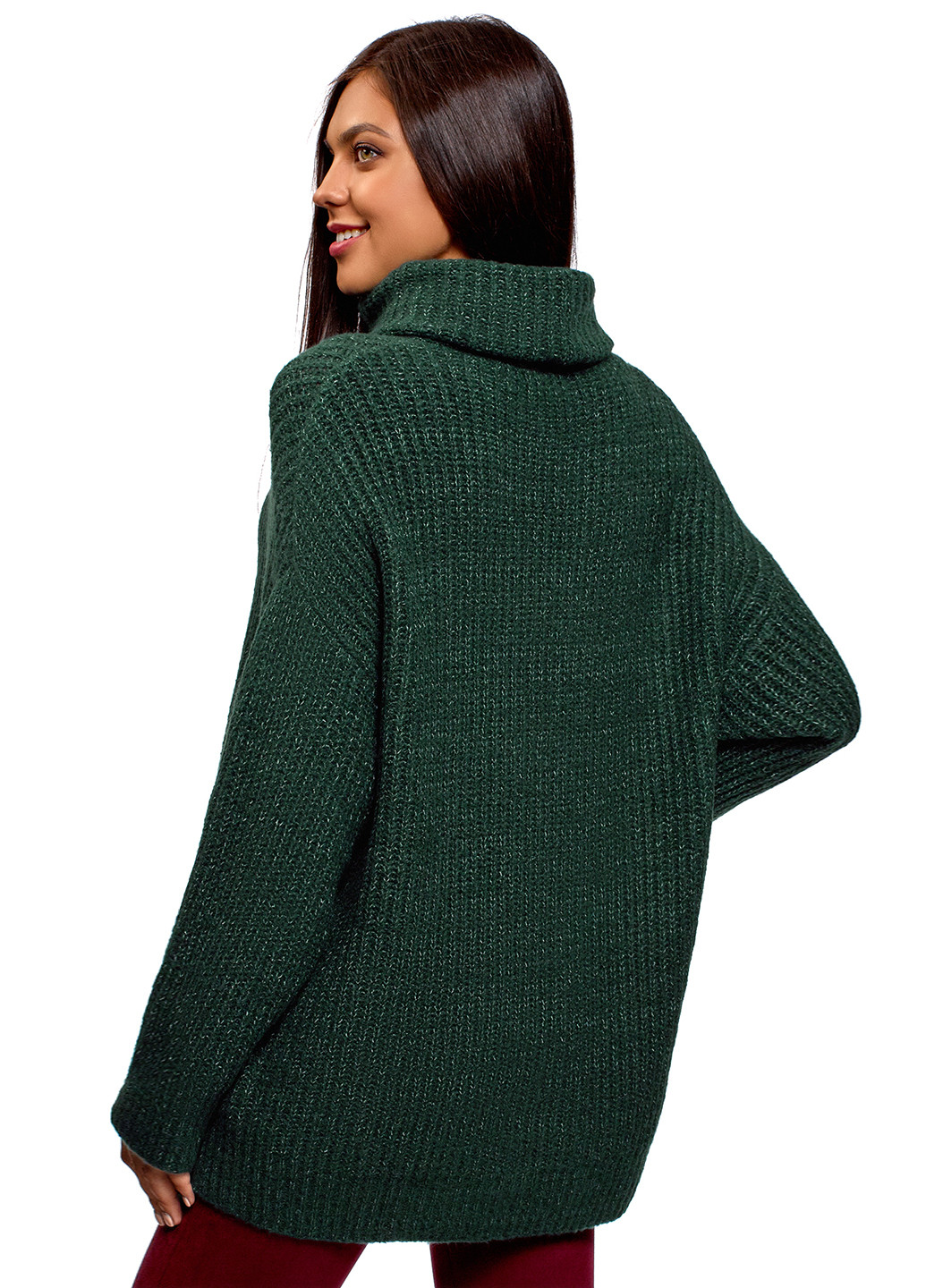 Зеленый зимний свитер хомут Oodji