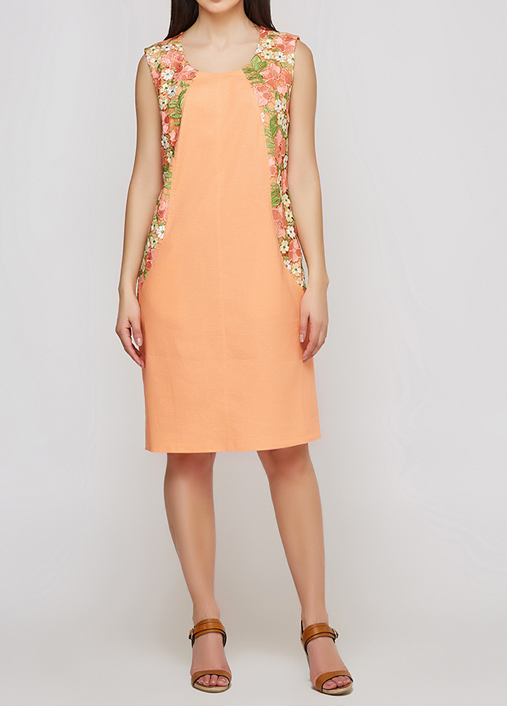Персикова кежуал сукня DANNA з квітковим принтом