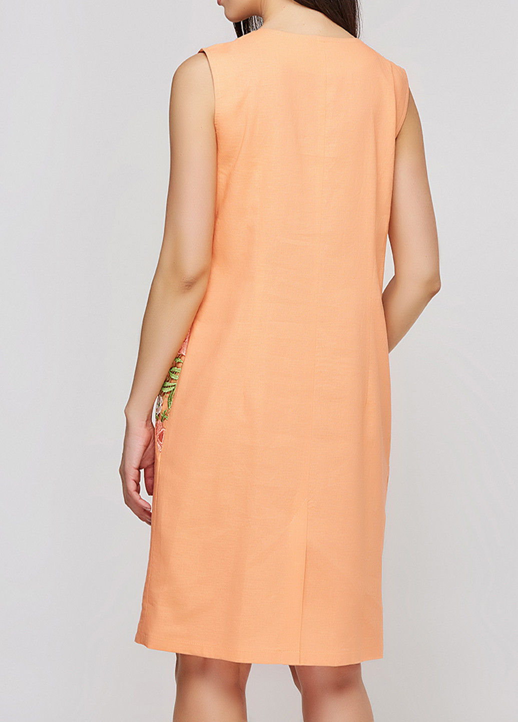 Персиковое кэжуал платье DANNA с цветочным принтом