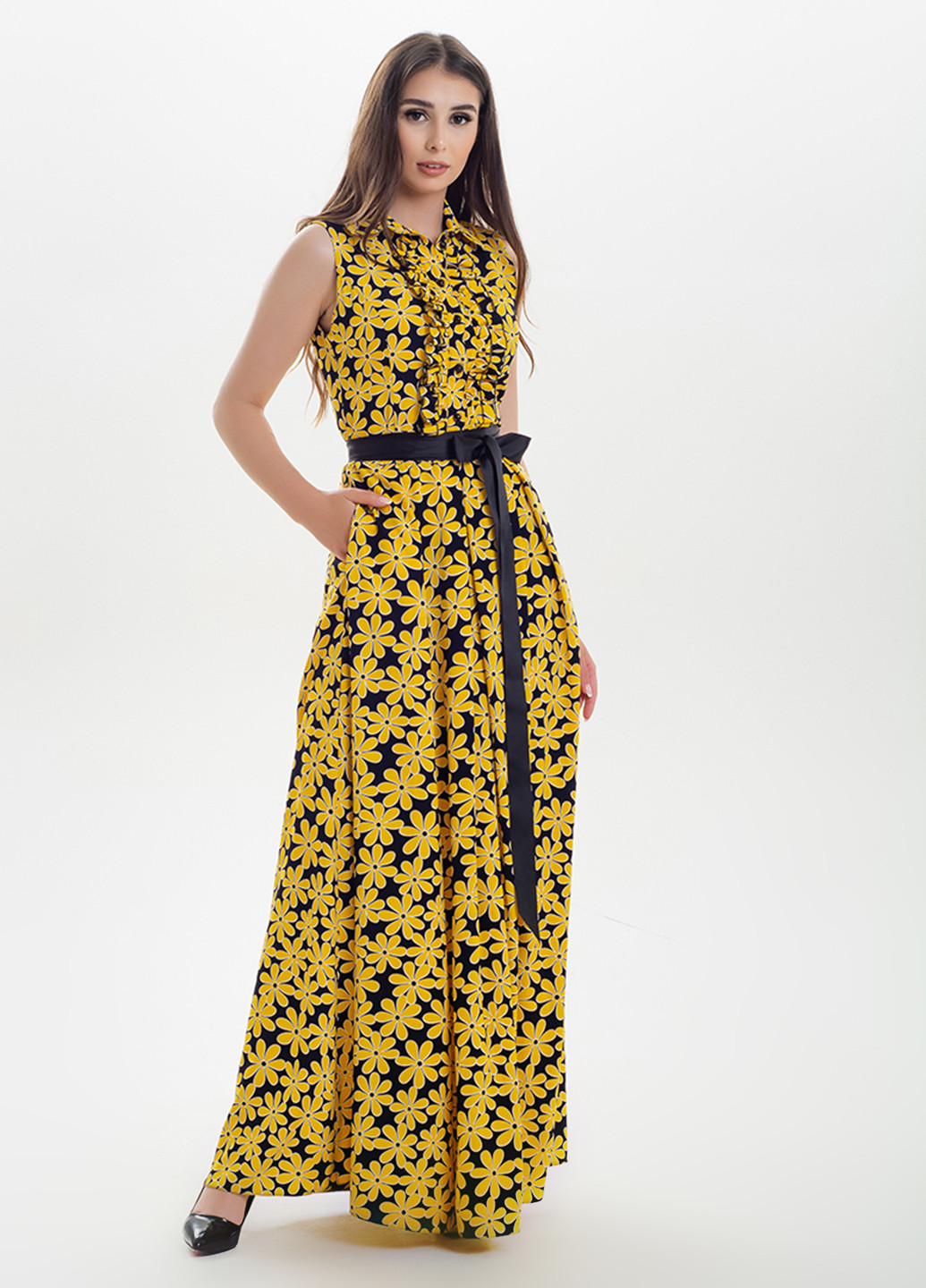 Желтое кэжуал платье Sellin с цветочным принтом